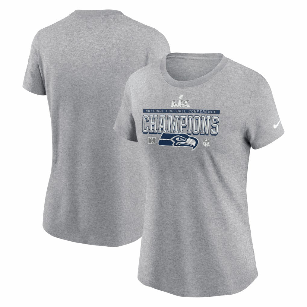 Seattle Seahawks Women's 2025 NFC Champions Locker Room Trophy Collection T-Shirt - Heather Gray | Nike outlet