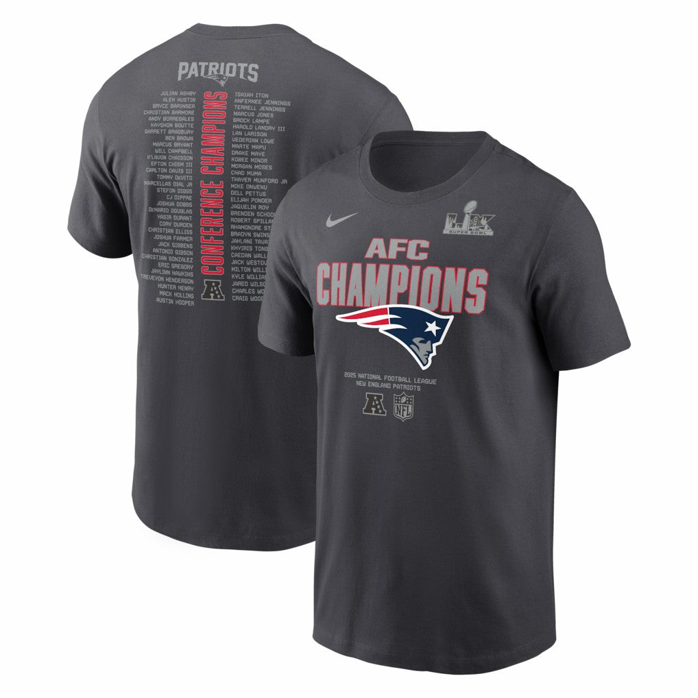 New England Patriots 2025 AFC Champions Roster T-Shirt - Anthracite | Nike online