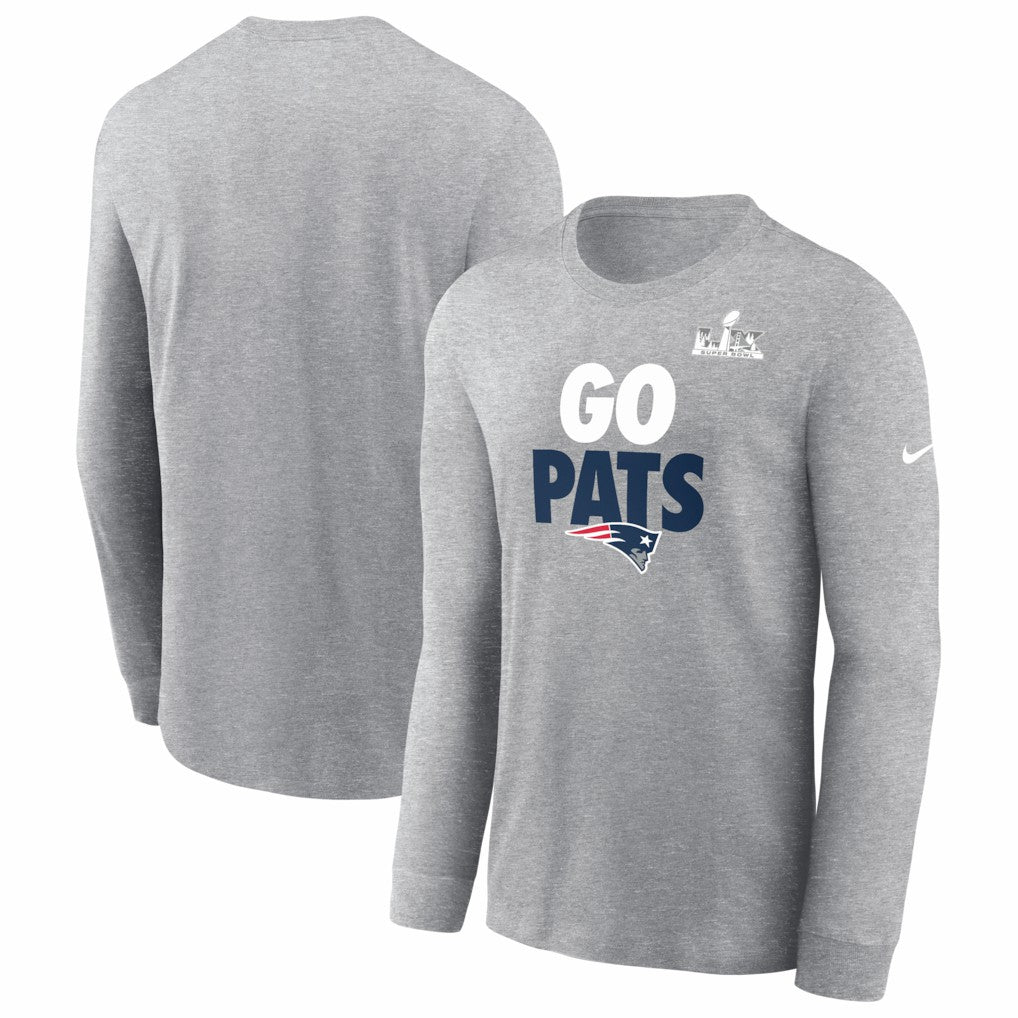 New England Patriots Super Bowl LX Fast As Fast Gets Long Sleeve T-Shirt - Heather Gray | Nike for sale