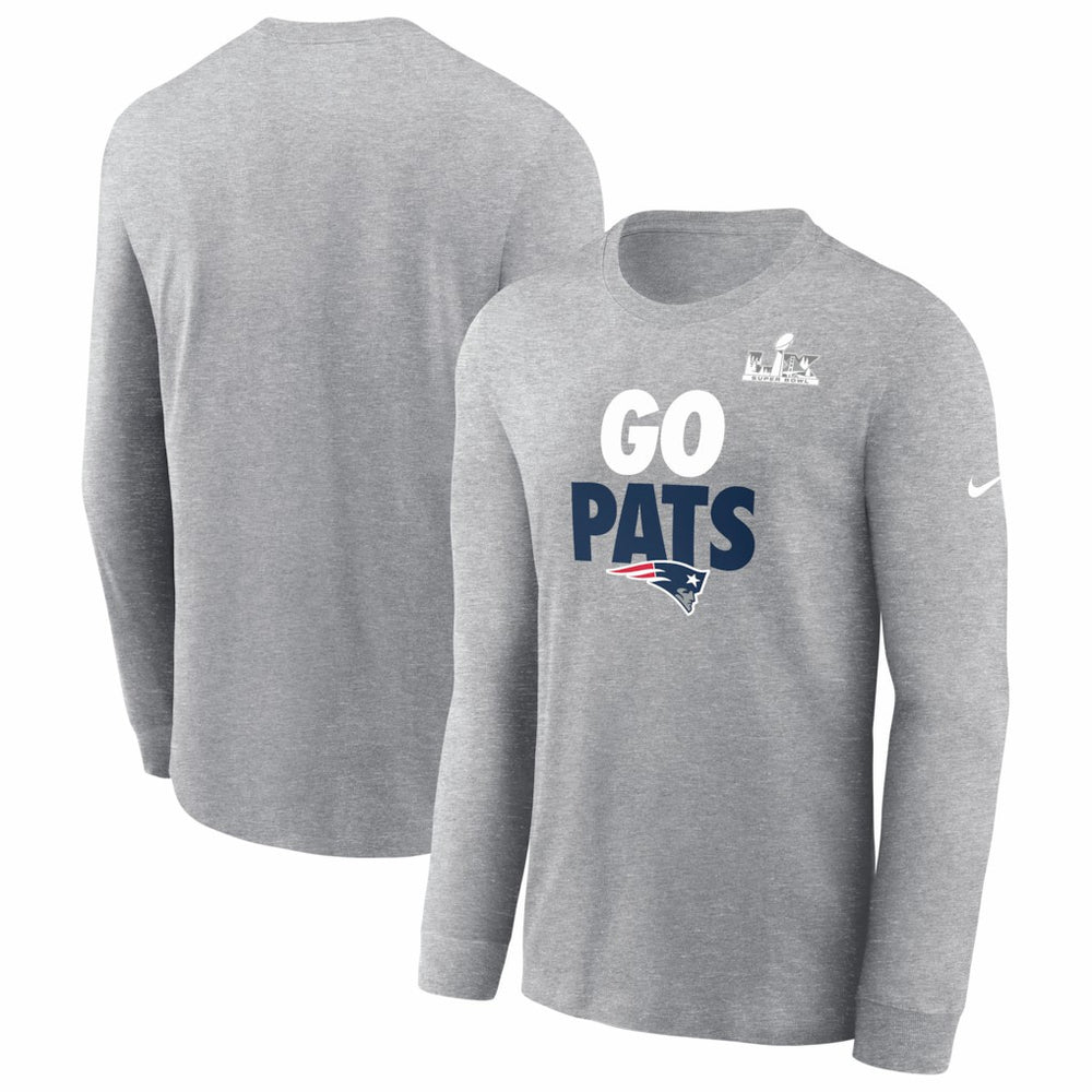 New England Patriots Super Bowl LX Fast As Fast Gets Long Sleeve T-Shirt - Heather Gray | Nike for sale
