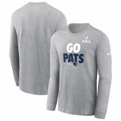 New England Patriots Super Bowl LX Fast As Fast Gets Long Sleeve T-Shirt - Heather Gray | Nike for sale