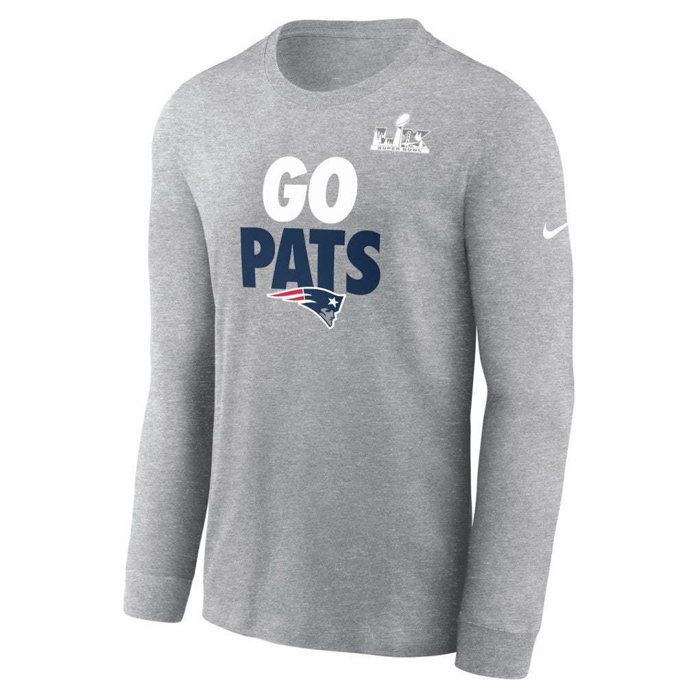 New England Patriots Super Bowl LX Fast As Fast Gets Long Sleeve T-Shirt - Heather Gray | Nike for sale