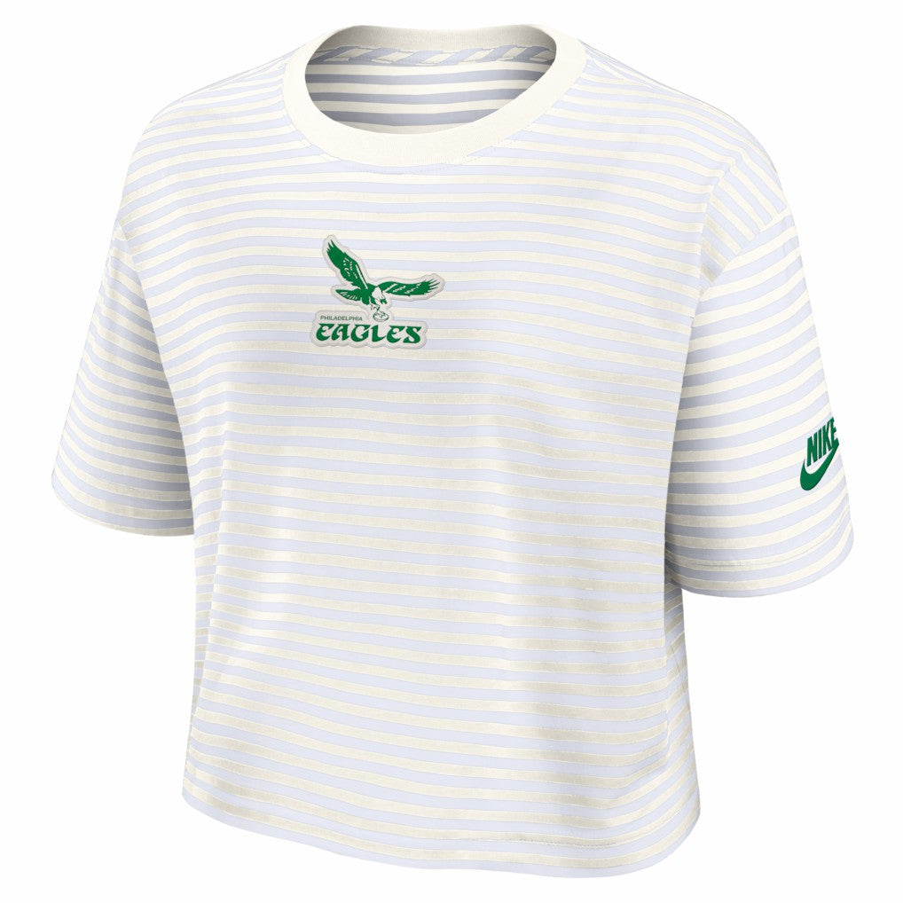 Philadelphia Eagles Women's Striped Cropped T-Shirt - Yellow/Cream | Nike outlet