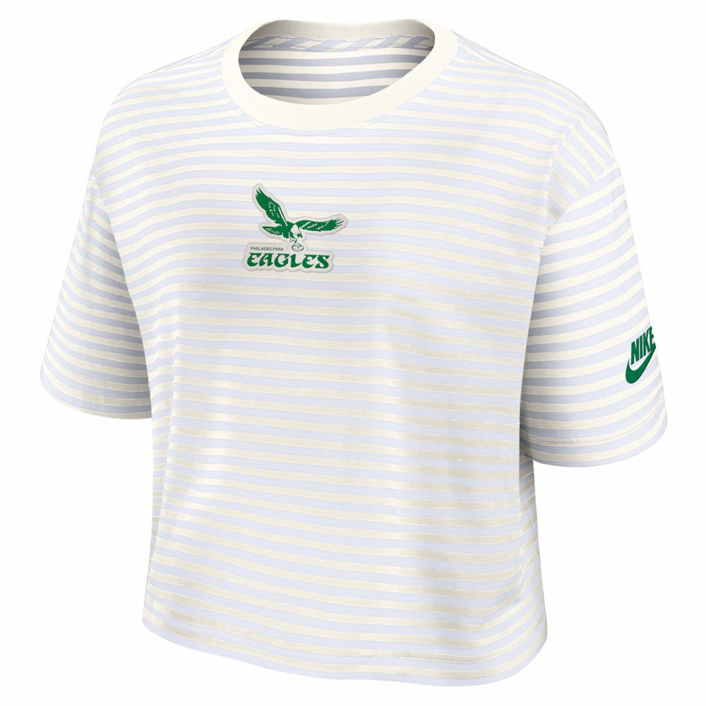 Philadelphia Eagles Women's Striped Cropped T-Shirt - Yellow/Cream | Nike outlet