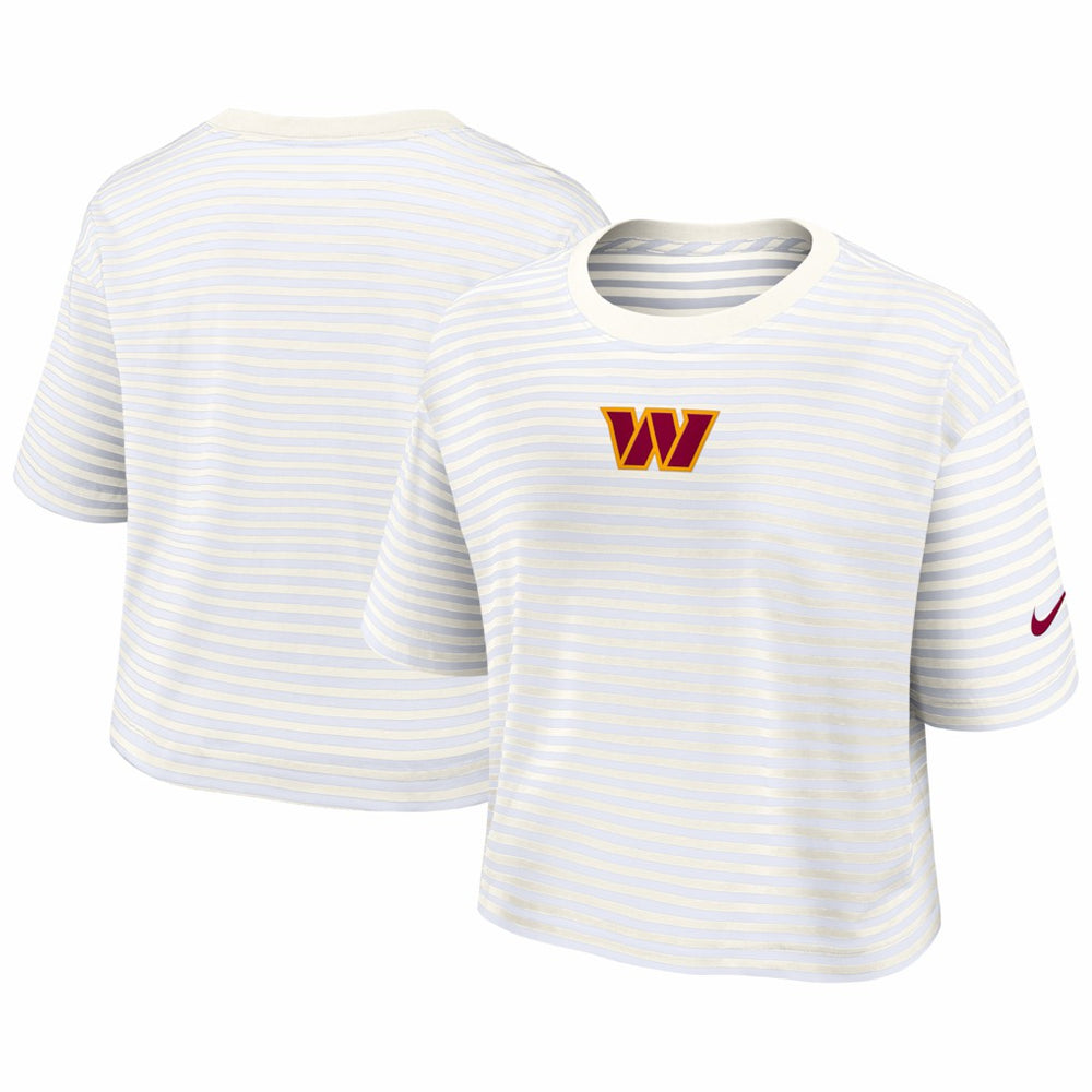 Washington Commanders Women's Striped Cropped T-Shirt - Yellow/Cream | Nike on sale