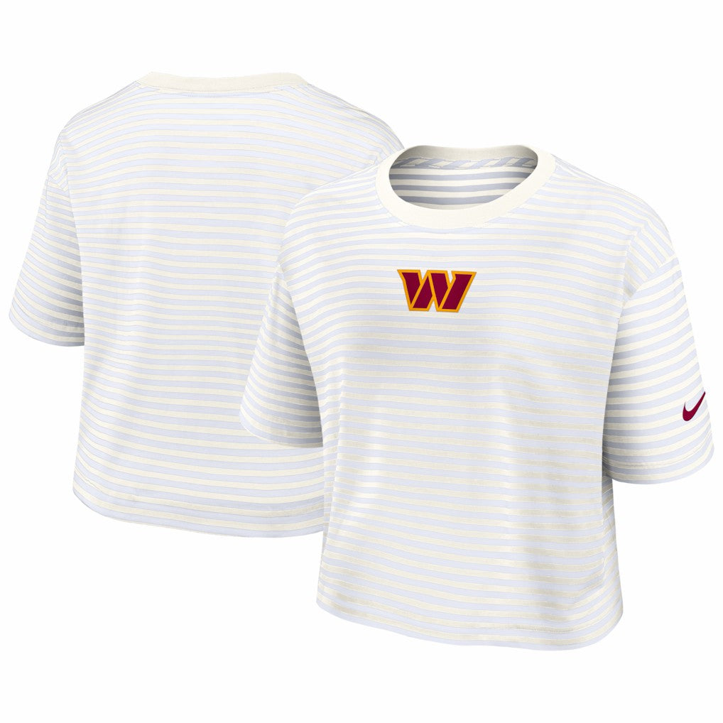 Washington Commanders Women's Striped Cropped T-Shirt - Yellow/Cream | Nike on sale