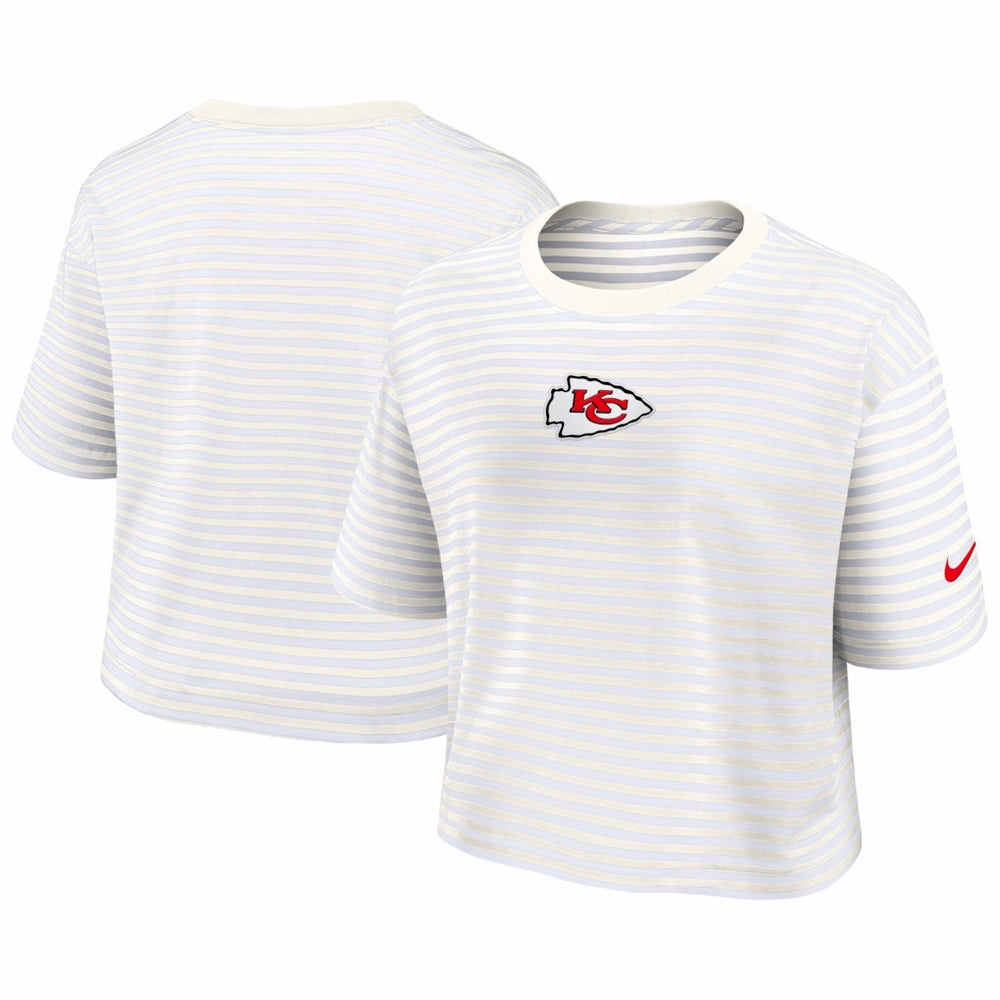 Kansas City Chiefs Women's Striped Cropped T-Shirt - Yellow/Cream | Nike outlet