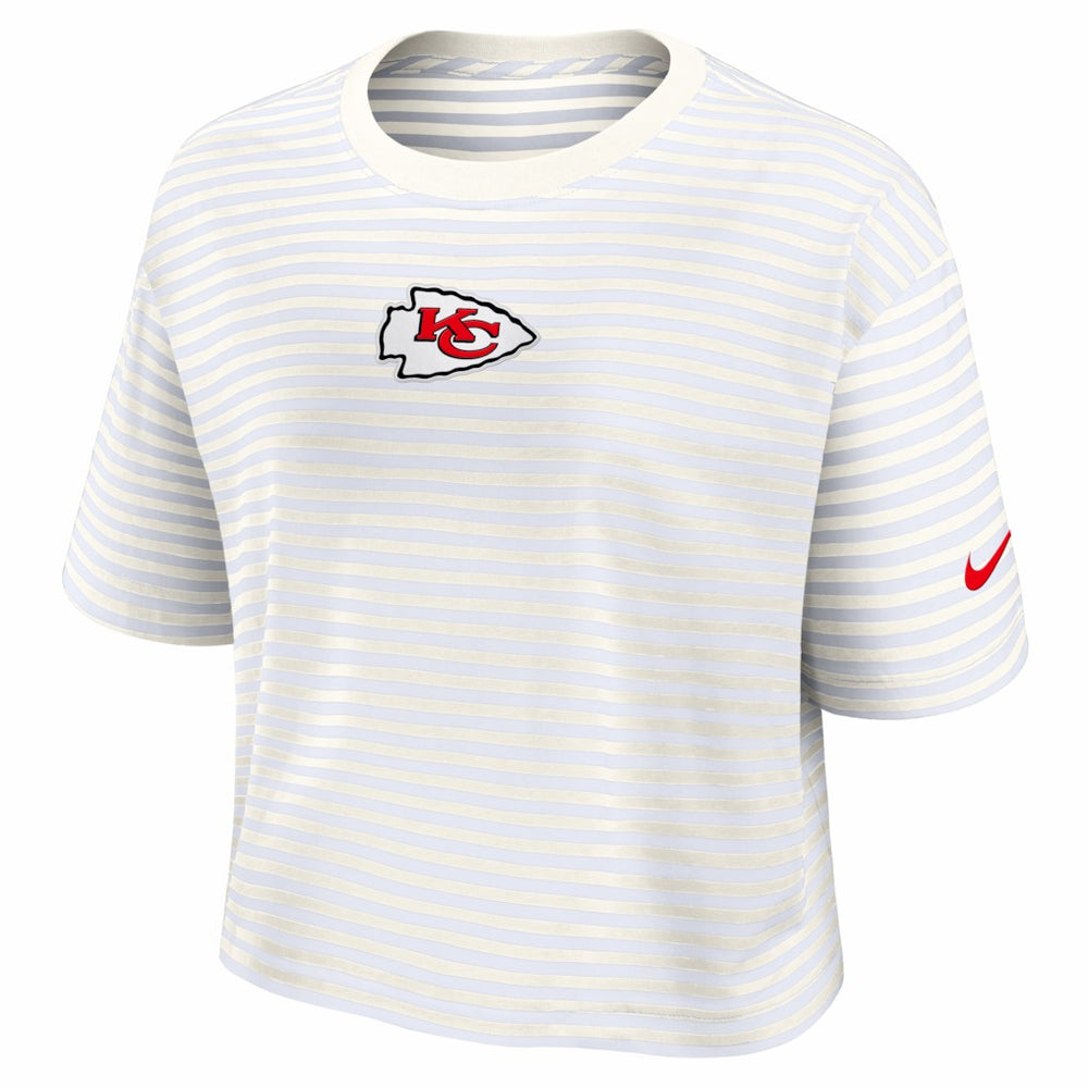 Kansas City Chiefs Women's Striped Cropped T-Shirt - Yellow/Cream | Nike outlet