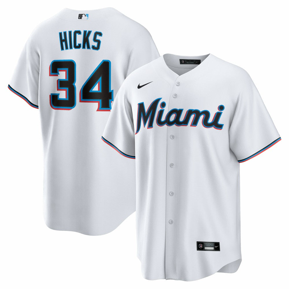 Liam Hicks Miami Marlins Home Replica Jersey - White | Nike
