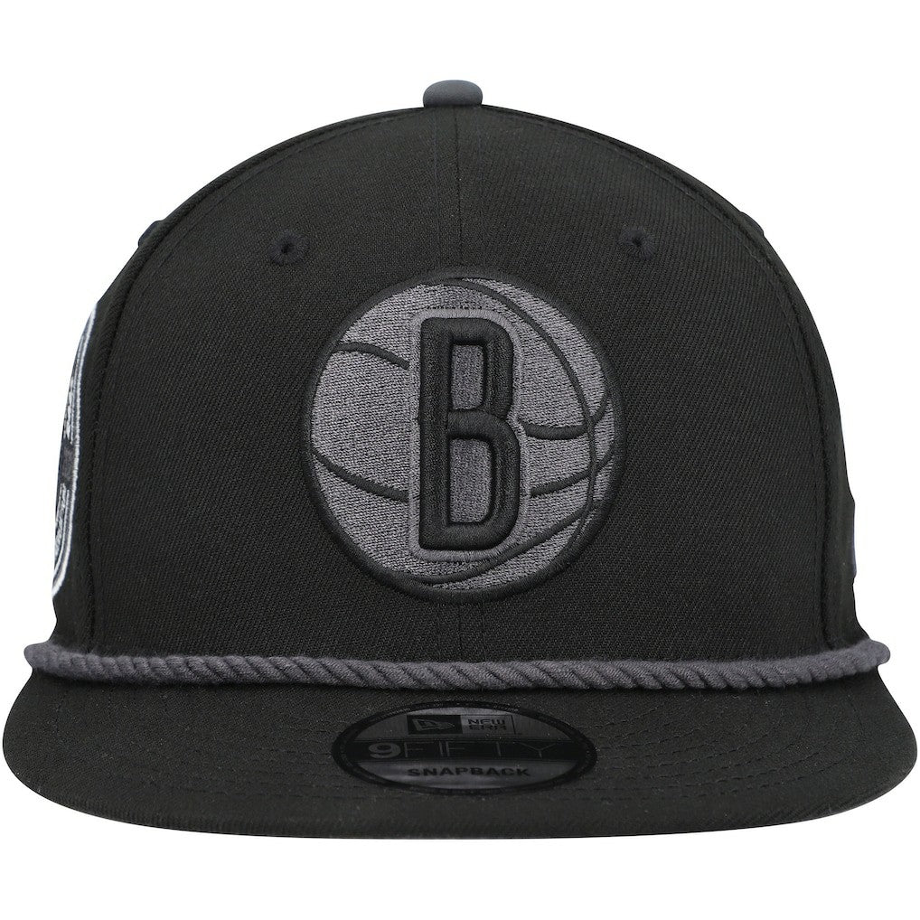 Brooklyn Nets Back Laurels 9FIFTY Snapback Hat - Black | New Era for sale