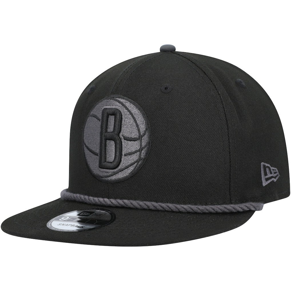 Brooklyn Nets Back Laurels 9FIFTY Snapback Hat - Black | New Era for sale