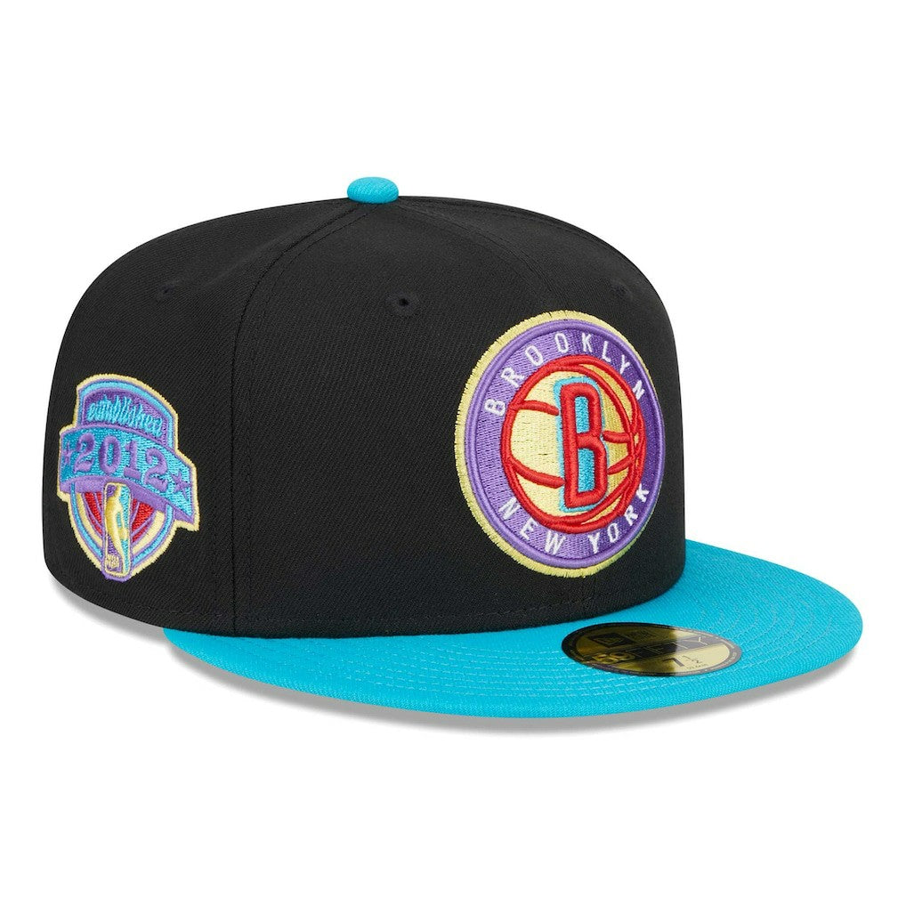Brooklyn Nets Arcade Scheme 59FIFTY Fitted Hat - Black/Turquoise | New Era online