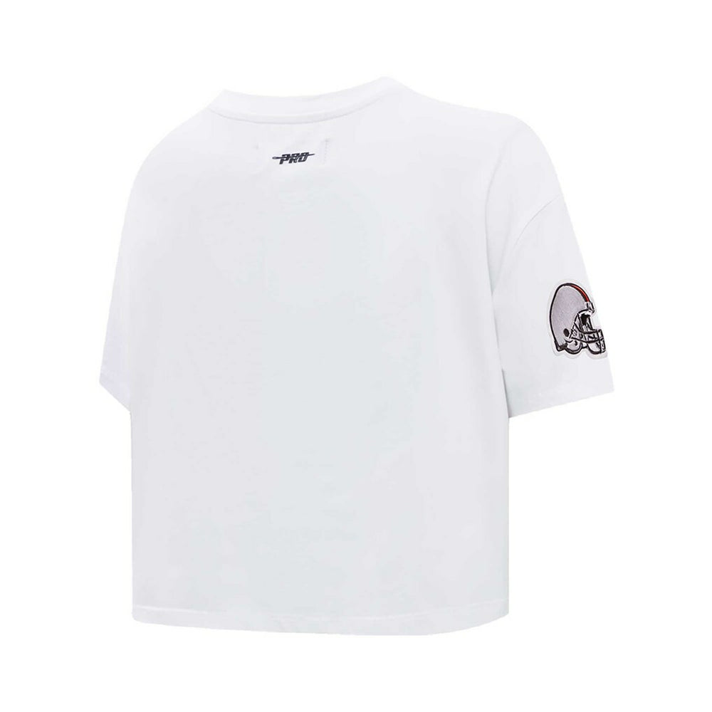 Cleveland Browns Pro Standard Women's New Helmet Capsule Cropped T-Shirt - White discount