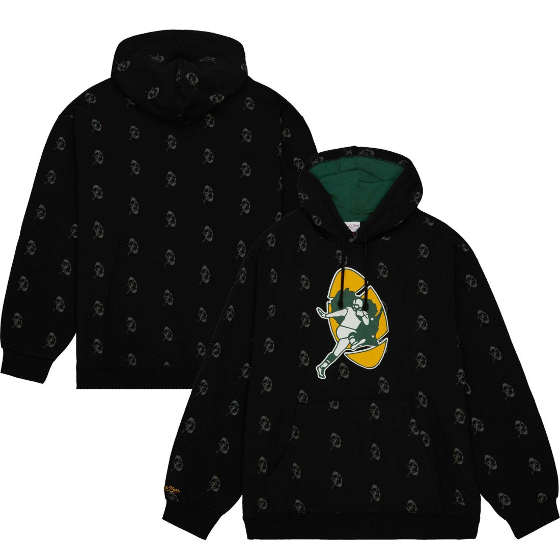 Green Bay Packers Allover Print Fleece Pullover Hoodie - Black online