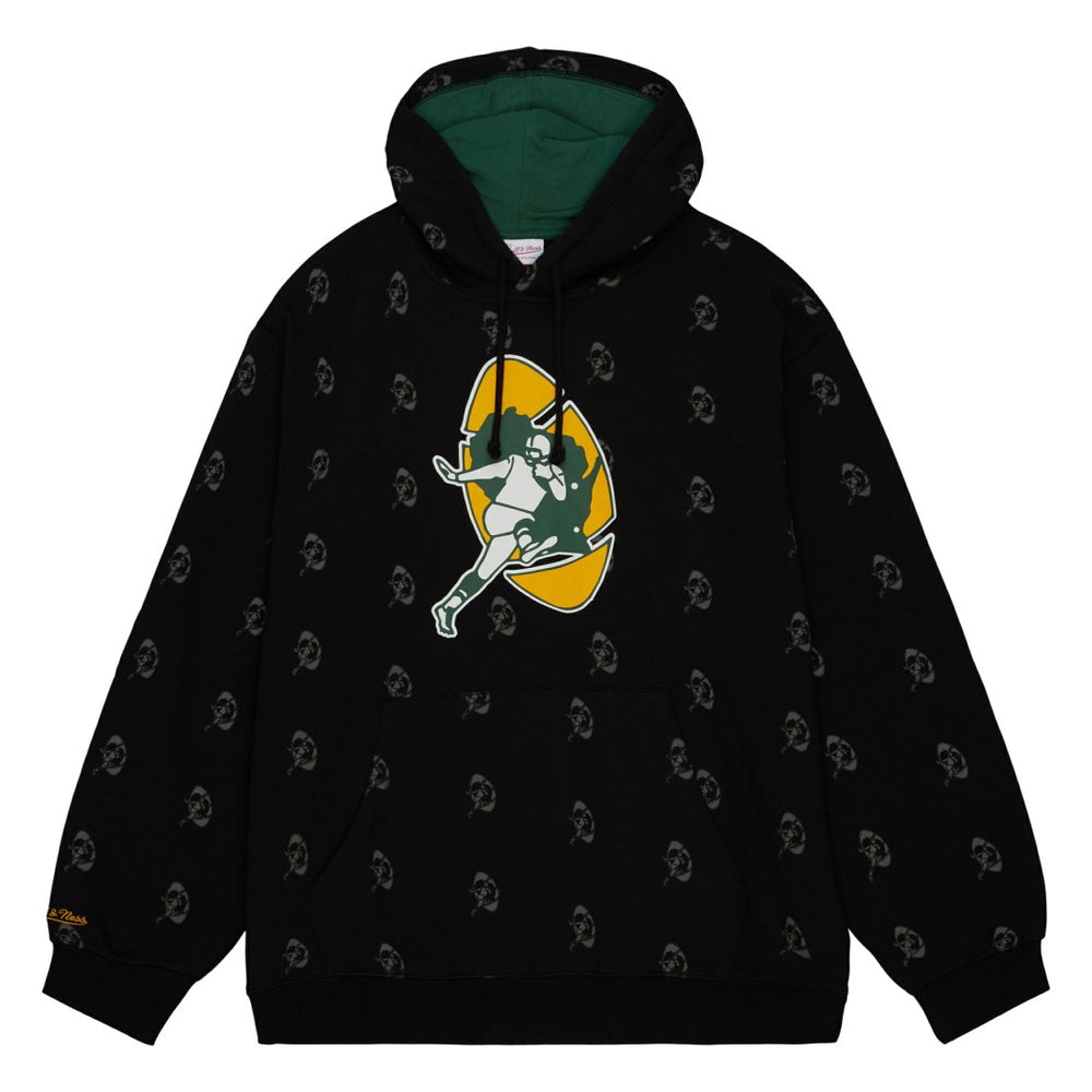 Green Bay Packers Allover Print Fleece Pullover Hoodie - Black online