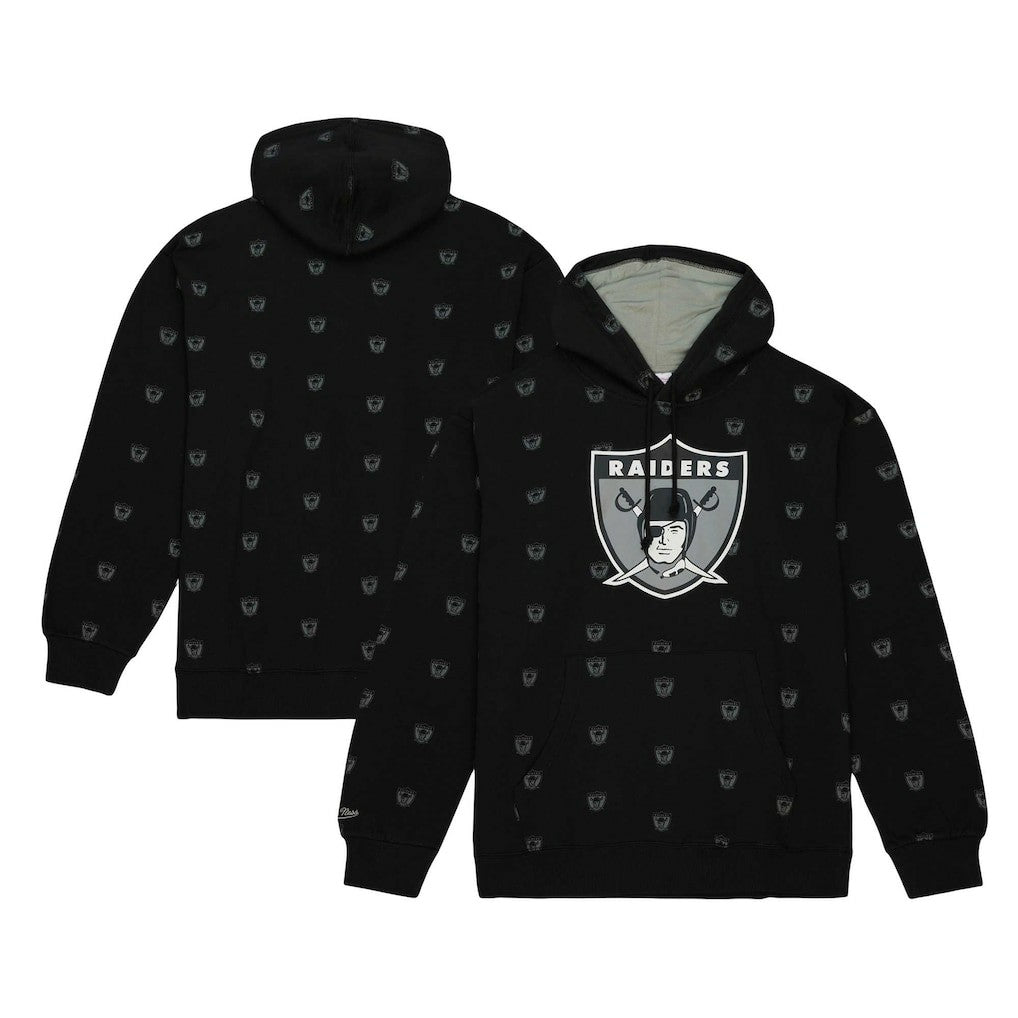 Las Vegas Raiders Allover Print Fleece Pullover Hoodie - Black outlet