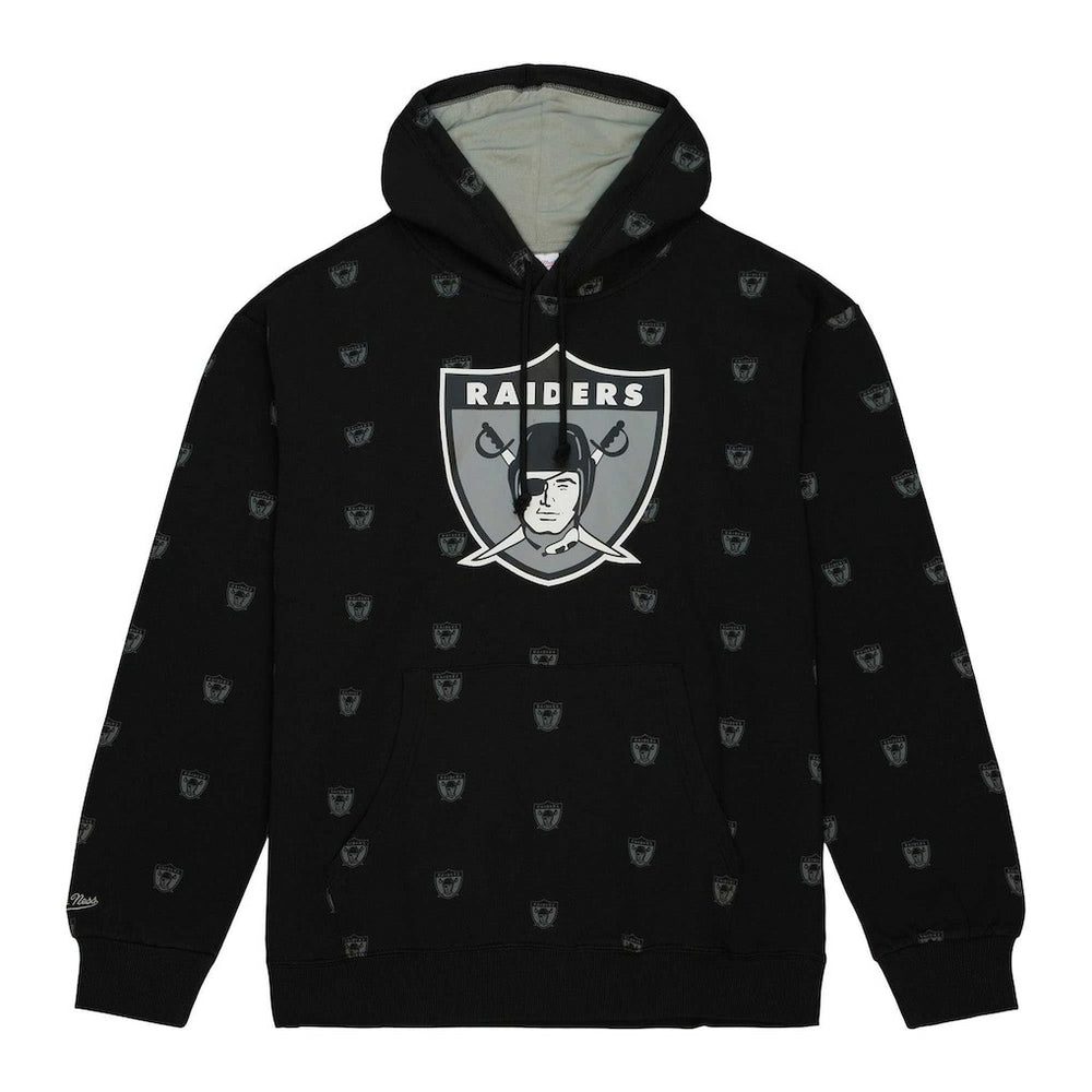 Las Vegas Raiders Allover Print Fleece Pullover Hoodie - Black outlet