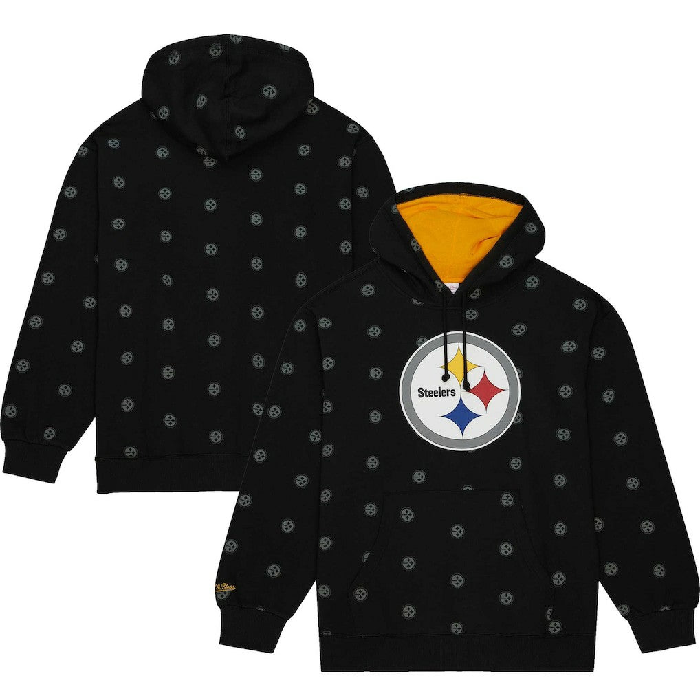 Pittsburgh Steelers Allover Print Fleece Pullover Hoodie - Black outlet