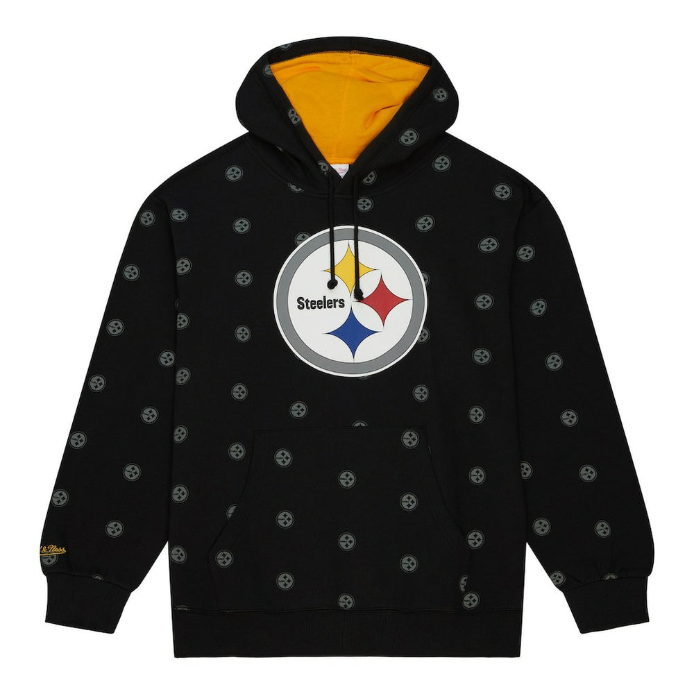 Pittsburgh Steelers Allover Print Fleece Pullover Hoodie - Black outlet