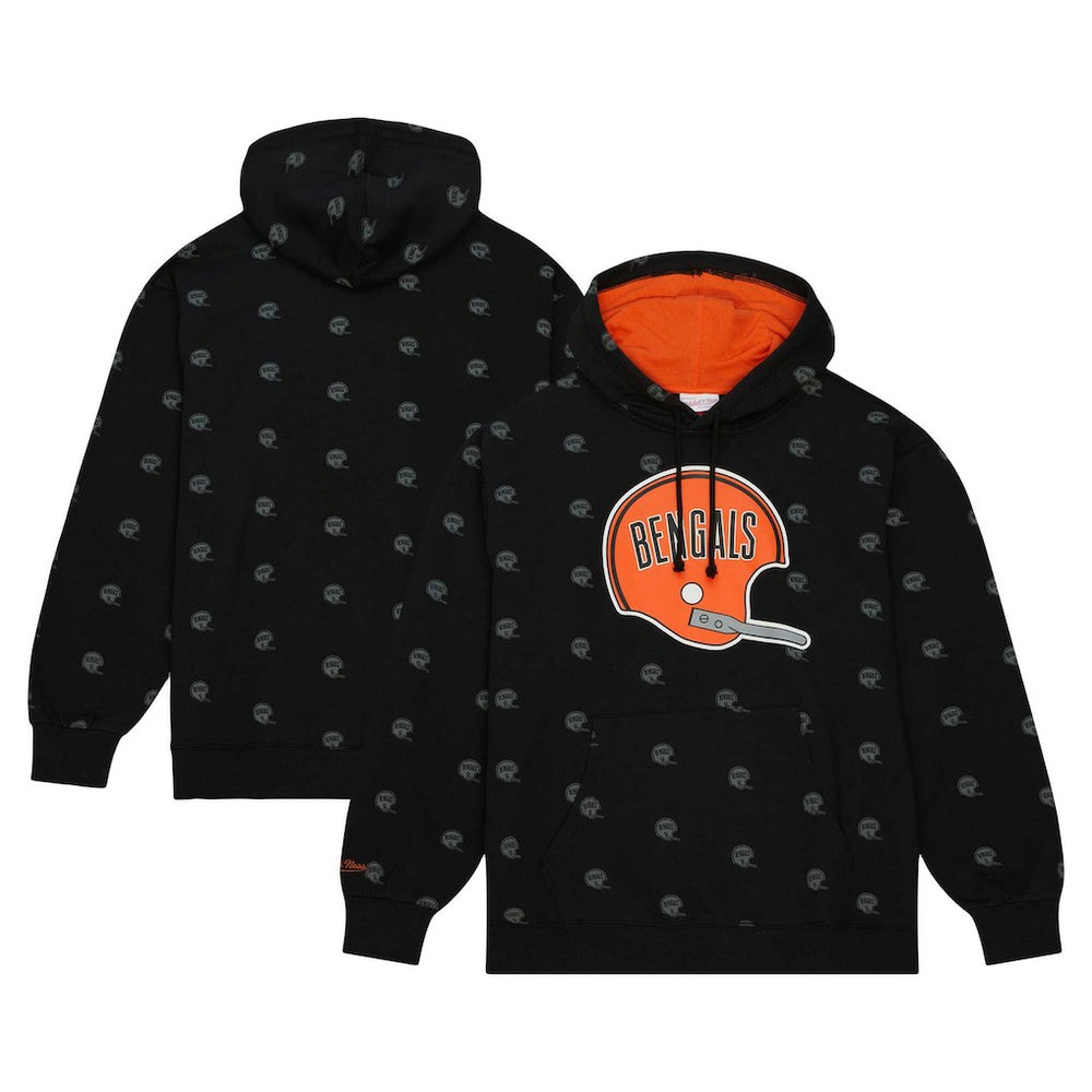 Cincinnati Bengals Allover Print Fleece Pullover Hoodie - Black on sale