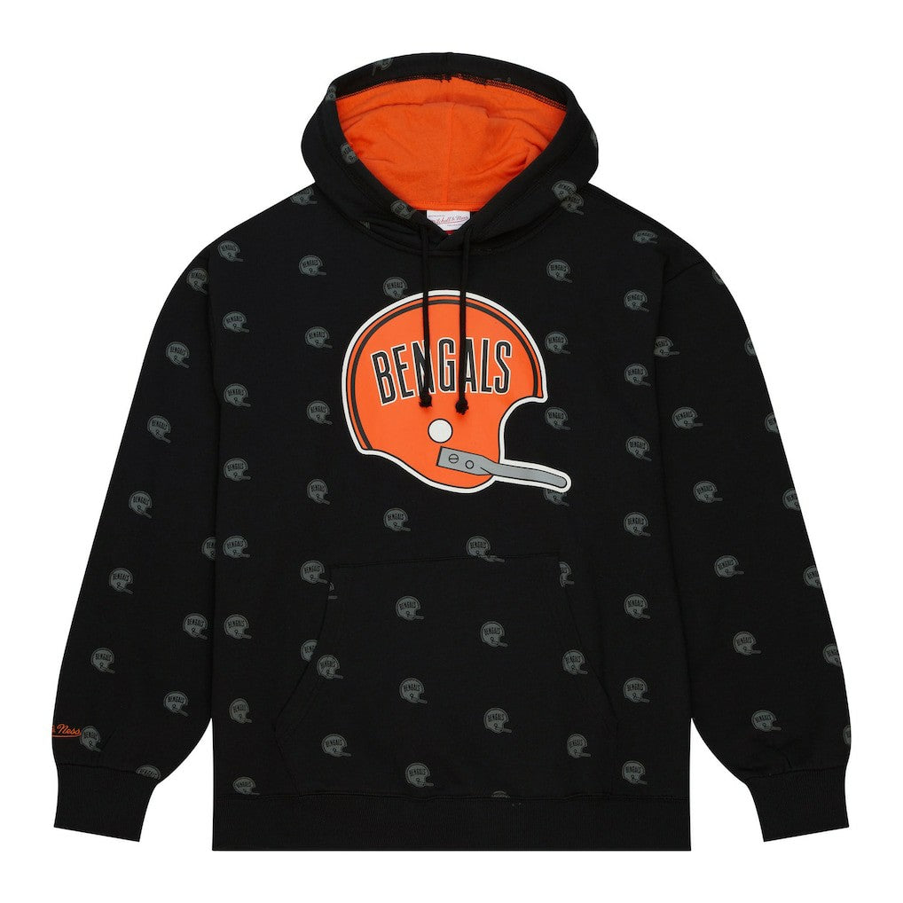 Cincinnati Bengals Allover Print Fleece Pullover Hoodie - Black on sale