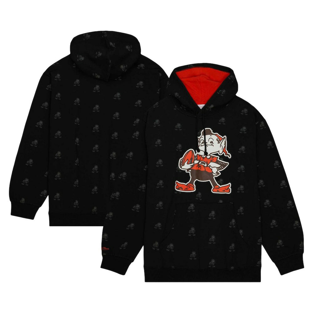 Cleveland Browns Allover Print Fleece Pullover Hoodie - Black sale