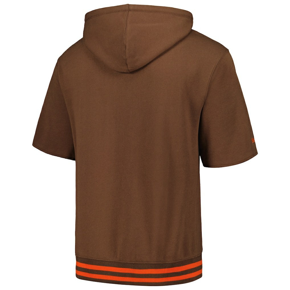 Cleveland Browns Pre-Game Short Sleeve Pullover Hoodie - Brown outlet