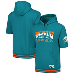 Miami Dolphins Pre-Game Short Sleeve Pullover Hoodie - Aqua discount