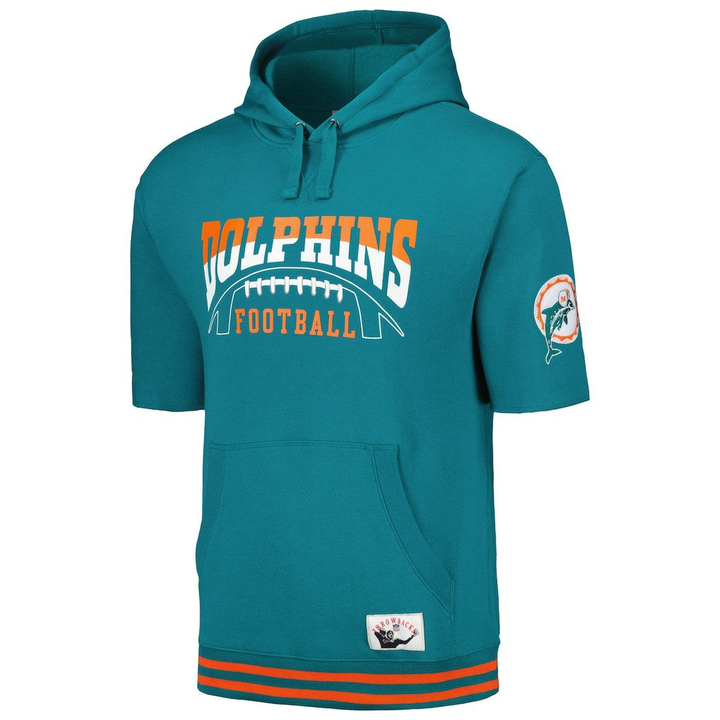Miami Dolphins Pre-Game Short Sleeve Pullover Hoodie - Aqua discount