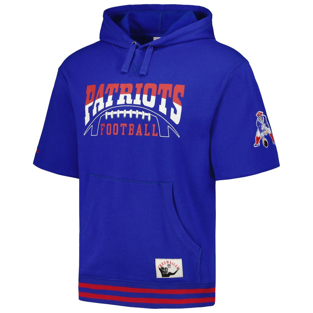 New England Patriots Pre-Game Short Sleeve Pullover Hoodie - Royal discount