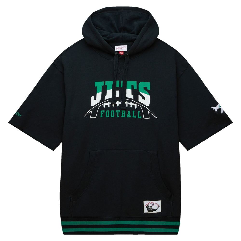 New York Jets Pre-Game Short Sleeve Pullover Hoodie - Black sale