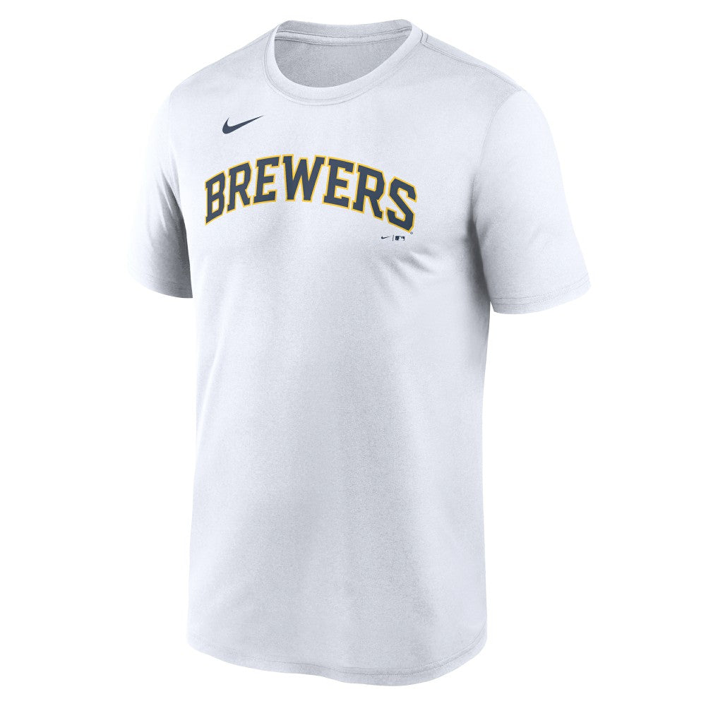 Milwaukee Brewers New Legend Wordmark Dri-FIT T-Shirt - White | Nike