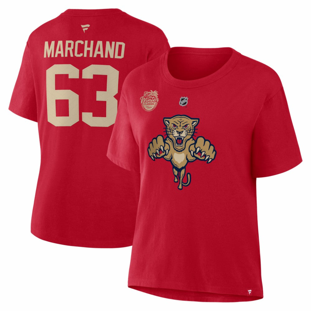 Brad Marchand Florida Panthers Fanatics Women's 2026 NHL Winter Classic Authentic Stack Name & Number T-Shirt Red