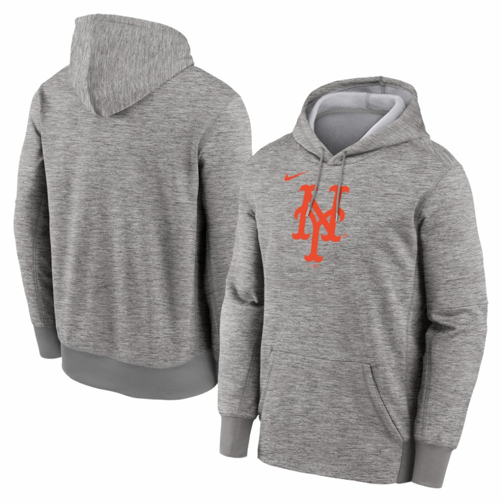 New York Mets Primary Logo Therma Hoodie - Heather Gray | Nike