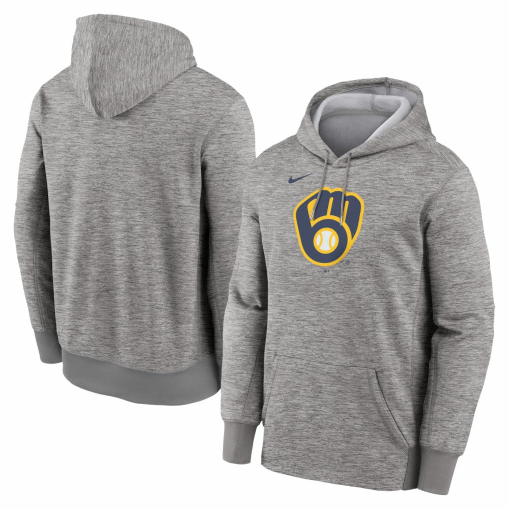 Milwaukee Brewers Primary Logo Therma Hoodie - Heather Gray | Nike