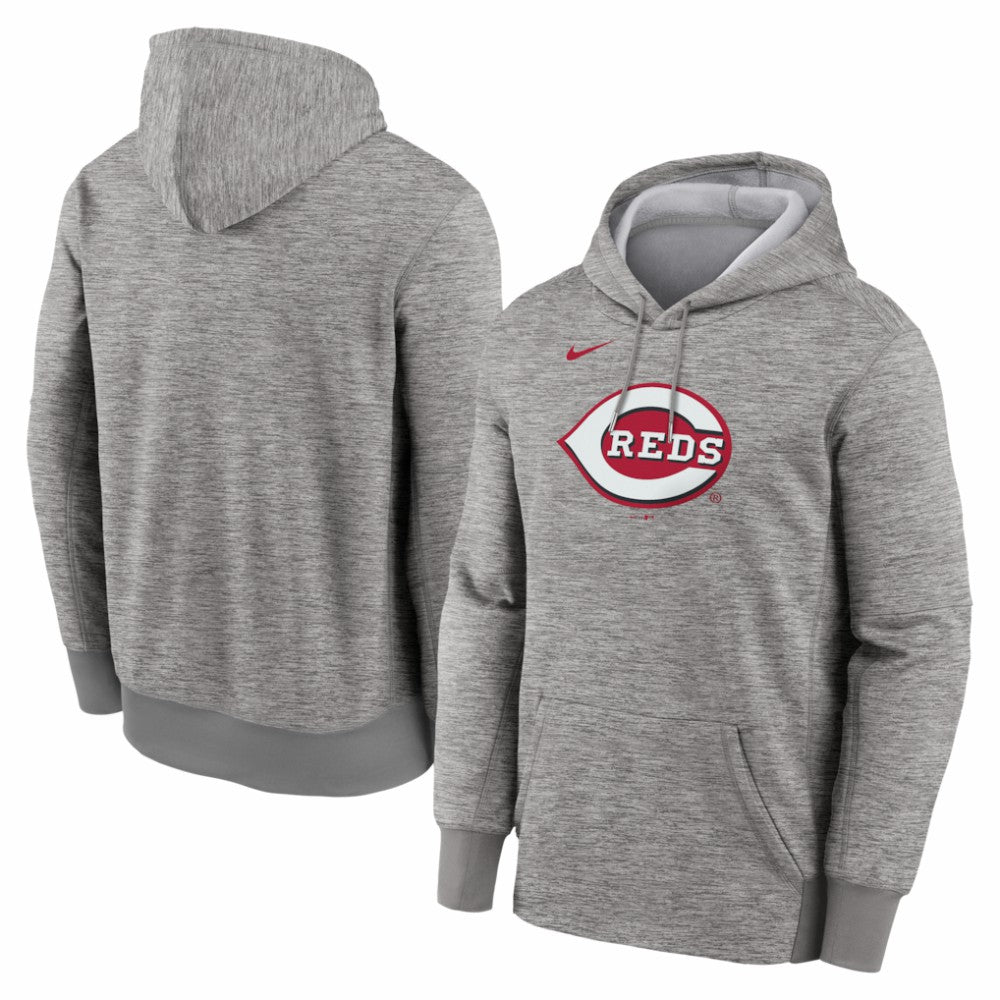 Cincinnati Reds Primary Logo Therma Hoodie - Heather Gray | Nike