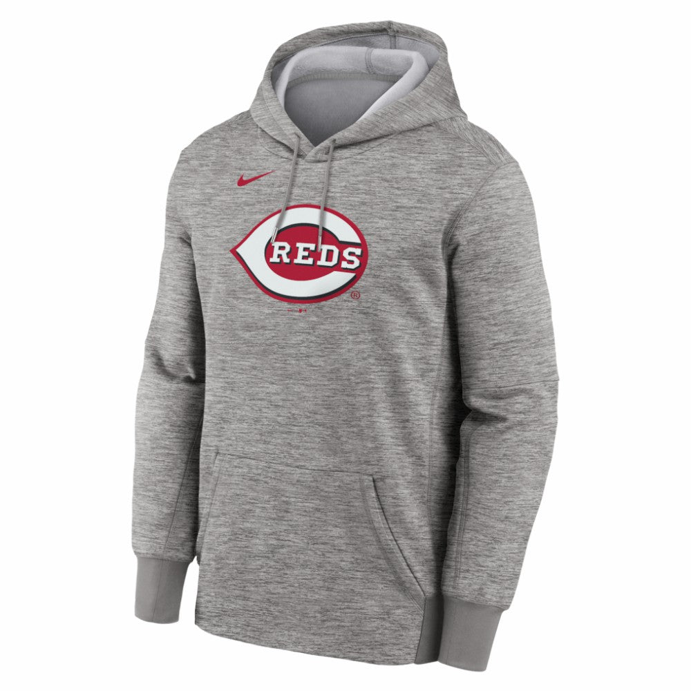 Cincinnati Reds Primary Logo Therma Hoodie - Heather Gray | Nike