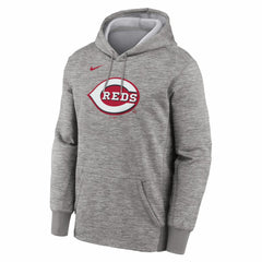 Cincinnati Reds Primary Logo Therma Hoodie - Heather Gray | Nike