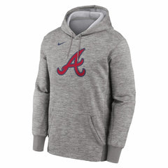 Atlanta Braves Primary Logo Therma Hoodie - Heather Gray | Nike
