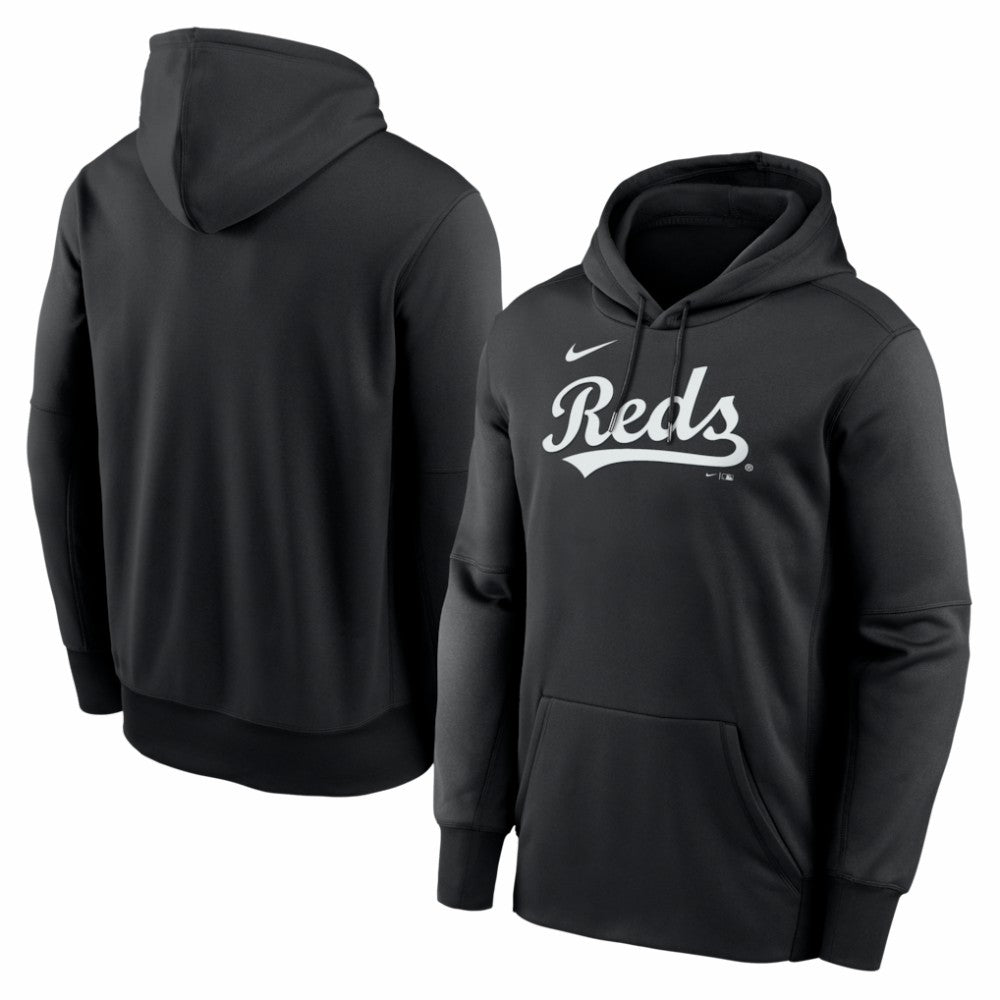 Cincinnati Reds Primary Wordmark Therma Hoodie - Black | Nike