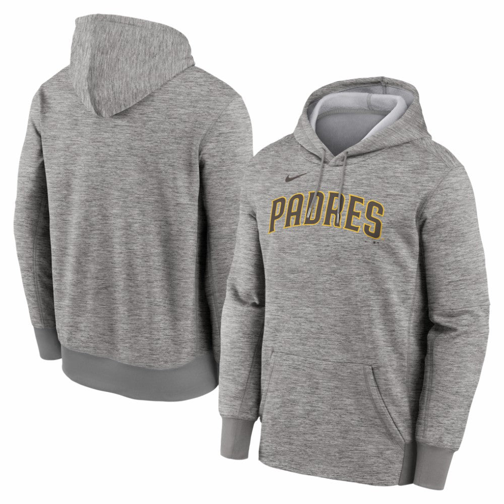 San Diego Padres Primary Wordmark Therma Hoodie - Heather Gray | Nike