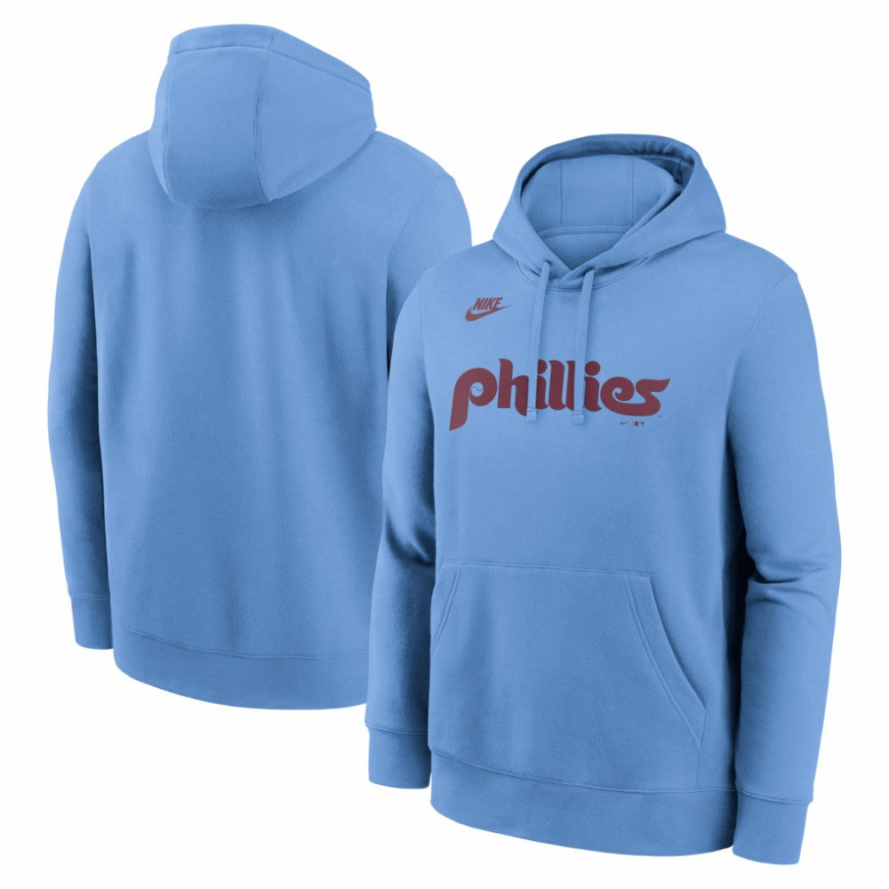 Philadelphia Phillies Cooperstown Collection Wordmark Club Hoodie - Light Blue | Nike