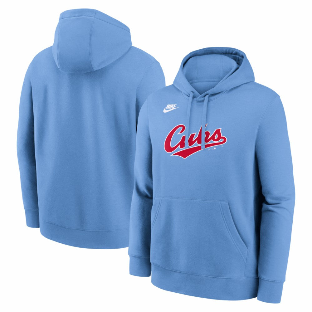 Chicago Cubs Cooperstown Collection Wordmark Club Hoodie - Light Blue | Nike