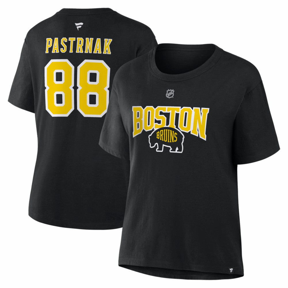 David Pastrnak Boston Bruins Fanatics Women's 2026 NHL Stadium Series Authentic Stack Name & Number T-Shirt Black