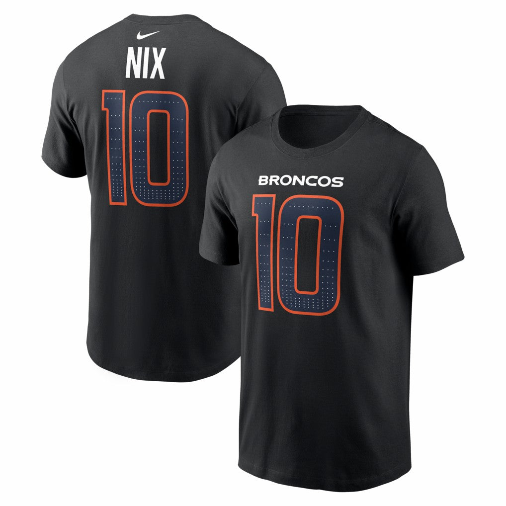 Bo Nix Denver Broncos Carbon Name & Number T-Shirt - Black | Nike sale