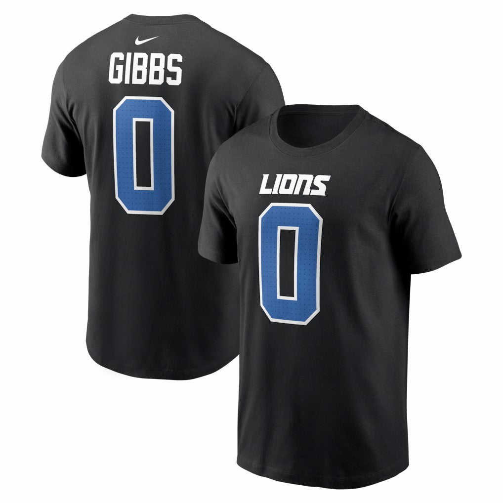 Jahmyr Gibbs Detroit Lions Carbon Name & Number T-Shirt - Black | Nike outlet