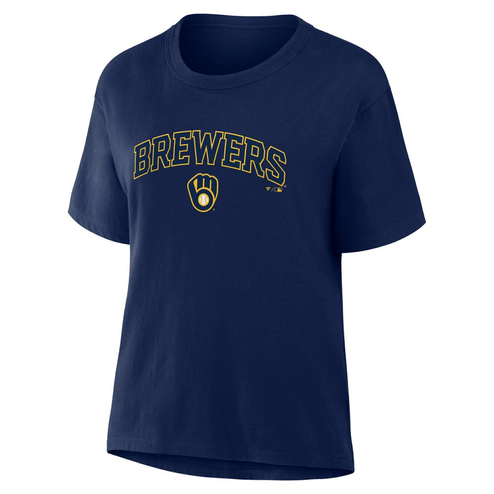Milwaukee Brewers Women's Lockup Legacy T-Shirt - Navy