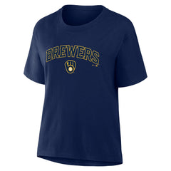 Milwaukee Brewers Women's Lockup Legacy T-Shirt - Navy