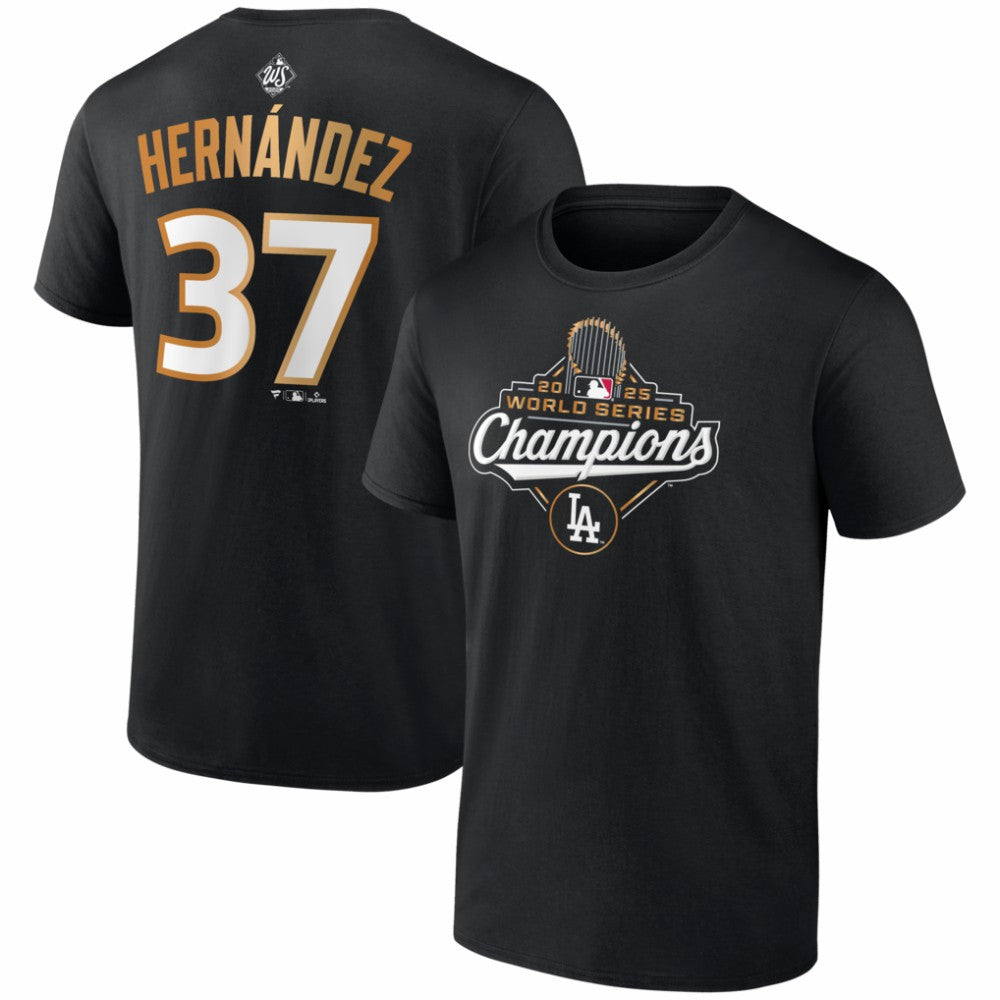 Teoscar Hernández Los Angeles Dodgers 2025 World Series Champions Name & Number T-Shirt - Black