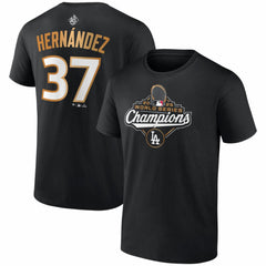 Teoscar Hernández Los Angeles Dodgers 2025 World Series Champions Name & Number T-Shirt - Black